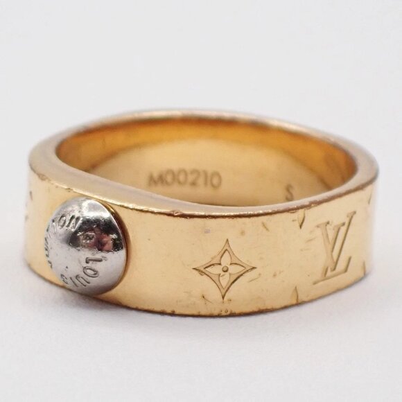 LOUIS VUITTON Nanogram Ring Size S Gold Silver M00210 Italy Accessory 04KP060 - Picture 1 of 11